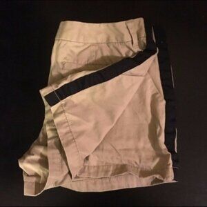 Merona Shorts 10 Khaki Tan Black Tuxedo Stripe Chino Summer Hiking Vacation Trip